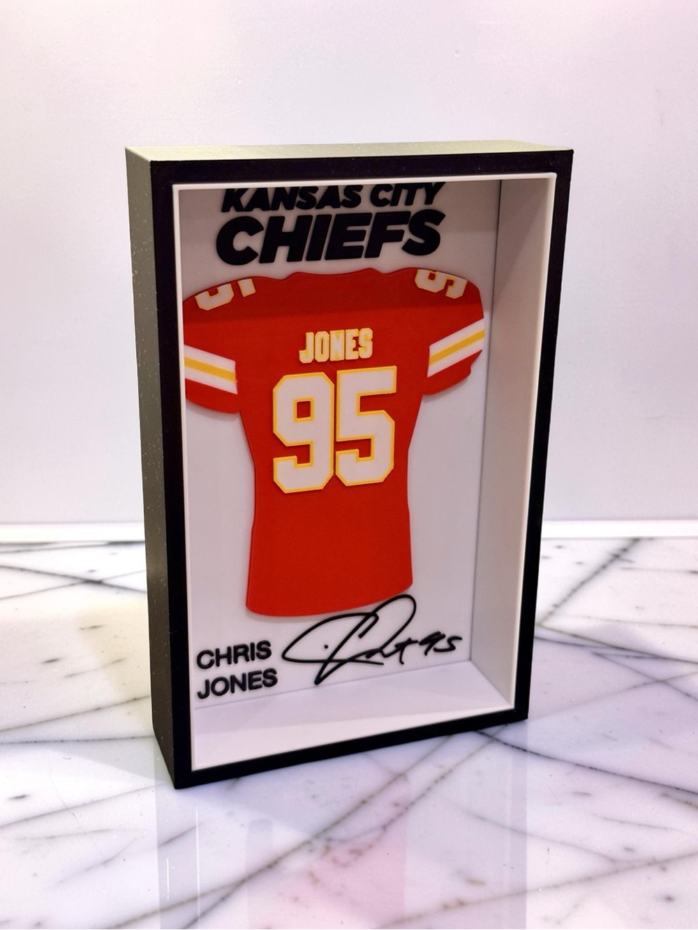 Chris Jones Chiefs #95 Jersey Display 3D Shadow Box NFL Football Gift - Picture 2 of 2